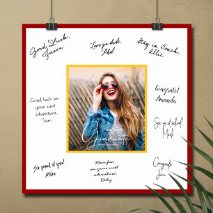 Abschluss-Foto-Autogramm Kardinalrot und Gold Poster