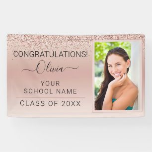 Abschluss Foto Blush Pink Glitzer Class of 2022 Banner