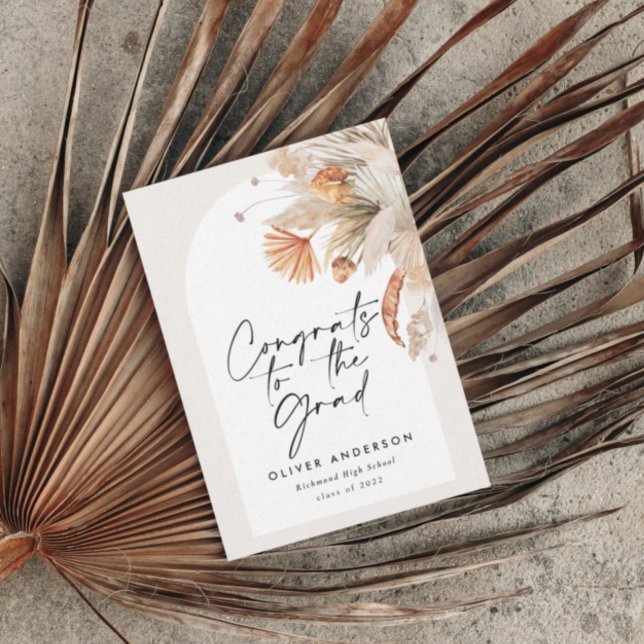 Abschluss Foto Bogen Terracotta Pampas botanisch Einladung (Von Creator hochgeladen)