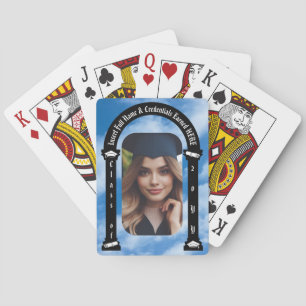 Abschluss Foto, Cap Tassel & Diploma, Arch & Sky Spielkarten