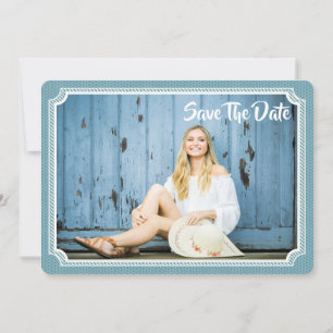 Abschluss Foto Chic Vintag Blue Save The Date