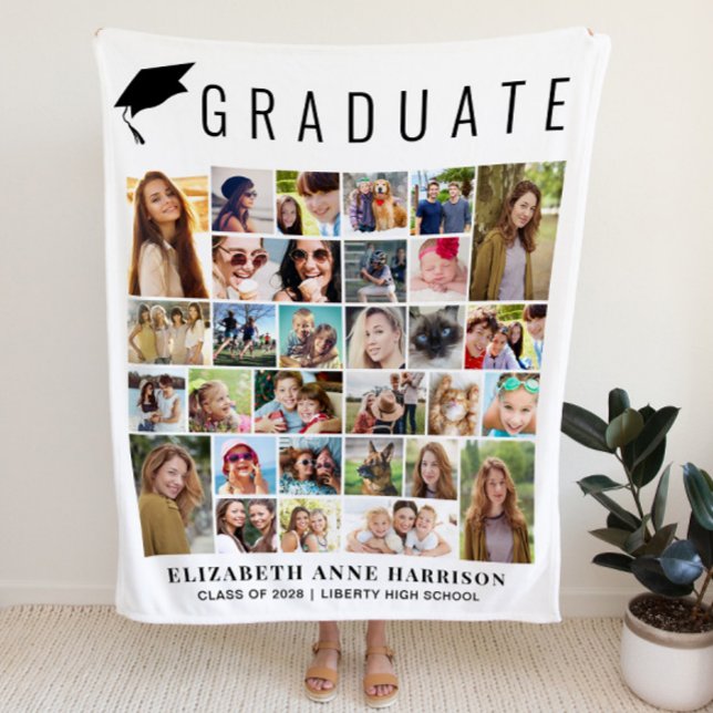 Abschluss-Foto-Collage Fleecedecke (Graduation Photo Collage Fleece Blanket)
