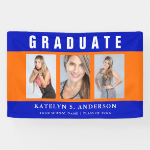 Abschluss Foto Collage Orange und Blau Banner