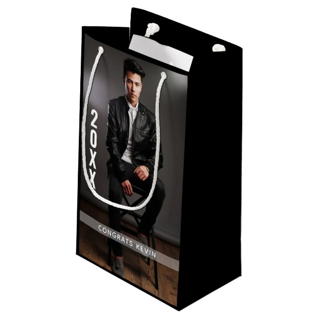 Abschluss Foto Custom Small Geschenktasche Kleine Geschenktüte (Rückseite Schrägansicht)