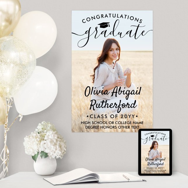 Abschluss Foto Elegante Moderne Schwarze Kalligrap Poster (Von Creator hochgeladen)