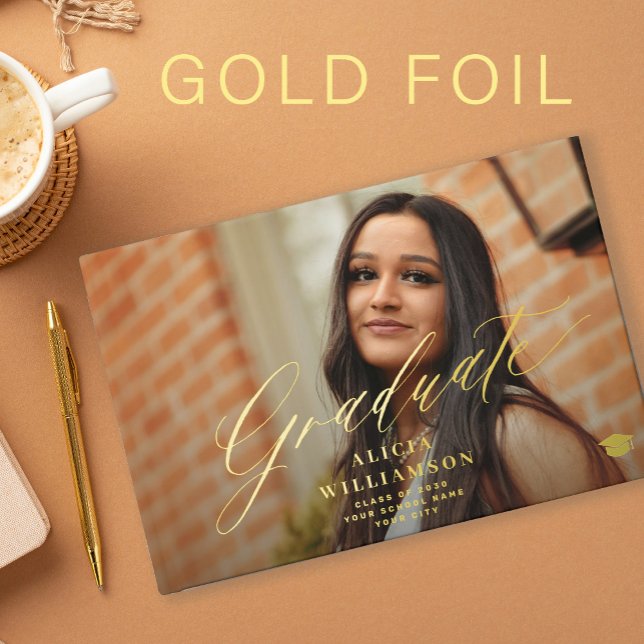 Abschluss Foto elegante Skript Graduiertenname Gästebuch (Von Creator hochgeladen)