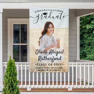 Abschluss Foto & Elegantes Schwarzes Skript-Jahr Banner