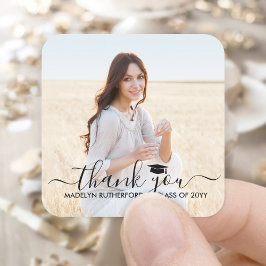 Abschluss Foto & Elegantes Schwarzes Skript Vielen Quadratischer Aufkleber