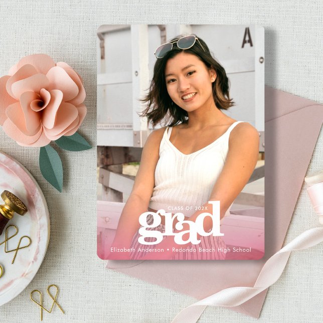 Abschluss Foto fett, einfach, modern pink Ankündigung (Von Creator hochgeladen)