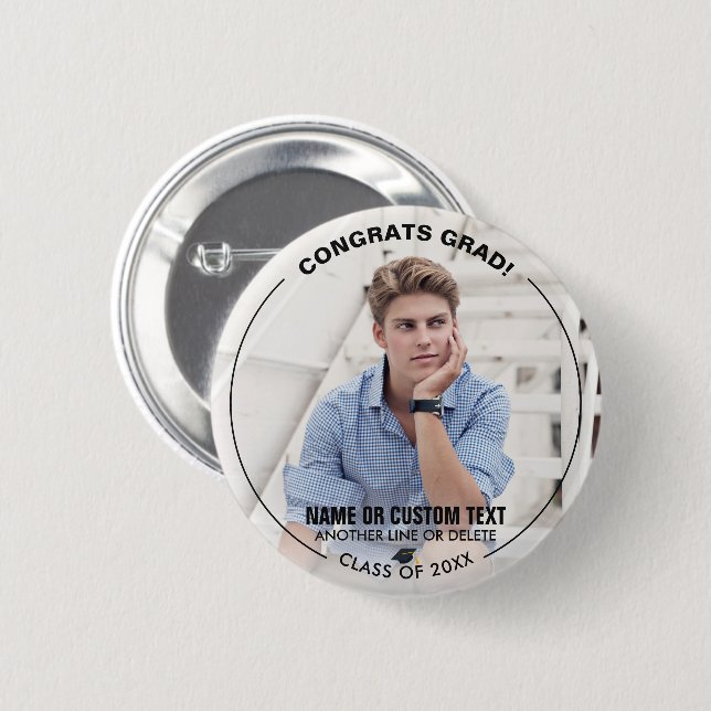 Abschluss Foto Glückwunsch Grad Klasse 20XX Benutz Button (Vorne & Hinten)