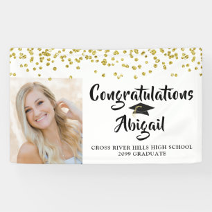 Abschluss Foto Gold Confetti Pinselschrift Banner