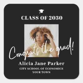 Abschluss Foto Graduate Class of 2024 Glückwunschs Quadratischer Aufkleber