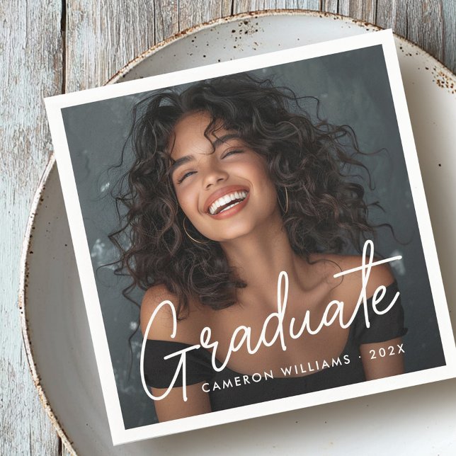 Abschluss Foto Graduiertenname Serviette (Graduation photo graduate name napkins)