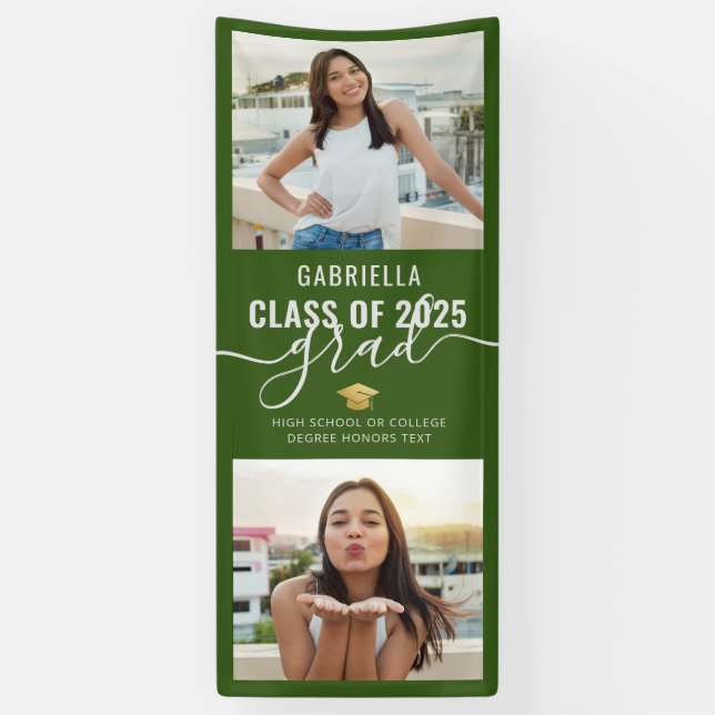 Abschluss Foto Grün und Weiß Glückwunsch Grad Banner (Vertikal)