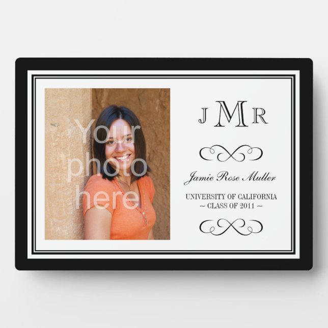 Abschluss-Foto in Monogramm-Klasse Fotoplatte (Vorderseite)