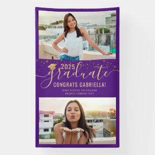 Abschluss Foto Lila Gold Class of 2025 Large Banner