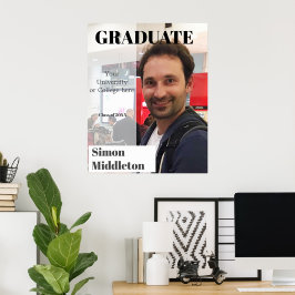 Abschluss Foto Modernes Graduiertenschwarzes Schla Poster