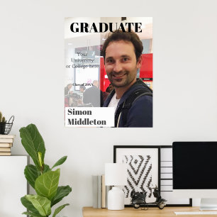 Abschluss Foto Modernes Graduiertenschwarzes Schla Poster