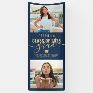 Abschluss Foto Navy Blue Gold Elegantes Banner