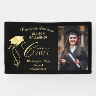 Abschluss Foto Party Banner mit Gold Cap