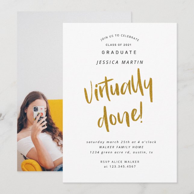 Abschluss Foto Party Einladung (Vorne/Hinten)