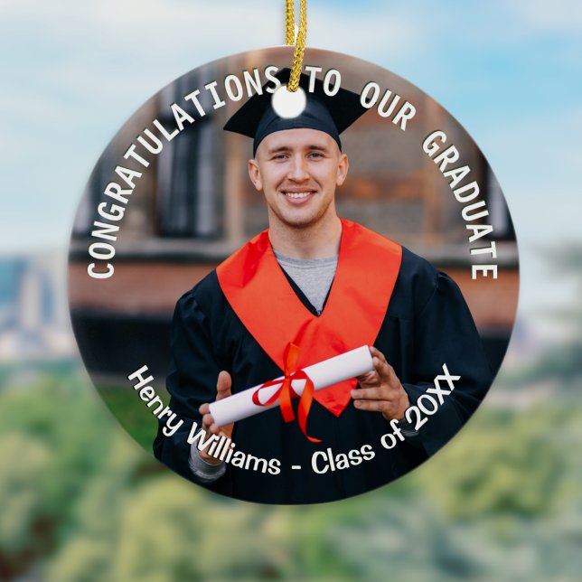 Abschluss Foto Personalisiert Graduate Keepake Keramik Ornament (A graduation ornament to personalize with a photo, name and 'class of' year as a keepsake gift)