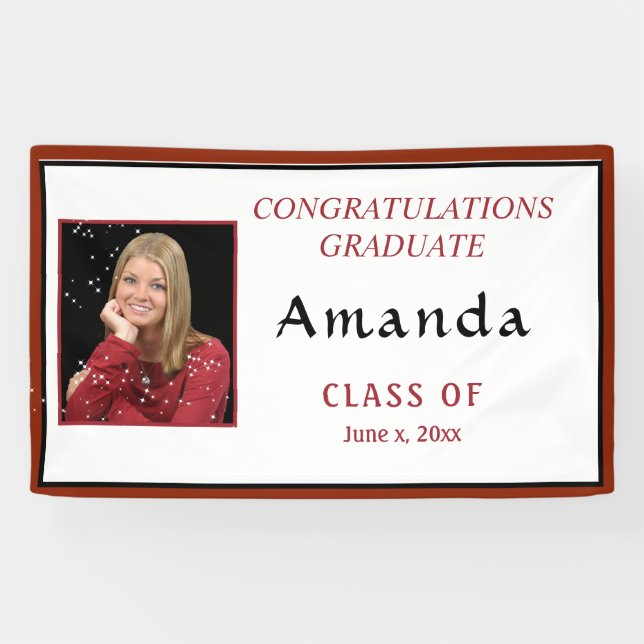 Abschluss Foto Red & Black Class Banner (Horizontal)