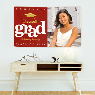 Abschluss Foto Rot Goldkappe fett modern Banner