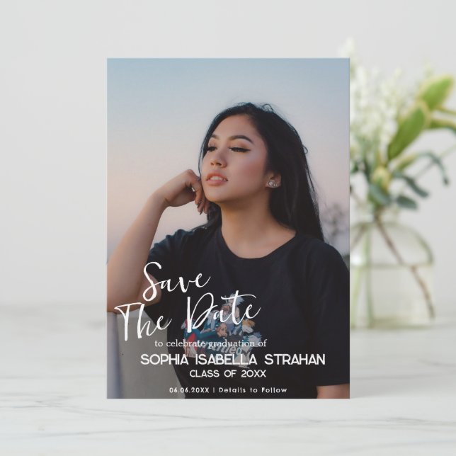 Abschluss Foto Save the Date (Stehend Vorderseite)