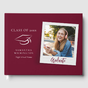 Abschluss Foto Script Grad Party Burgundy Gästebuch