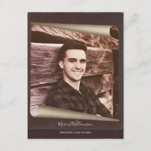 Abschluss Foto Seite Rustikal Vintag Einladungspostkarte