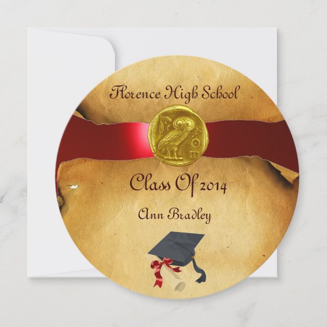 ABSCHLUSS FOTO TEMPLATE GOLD OWL EINLADUNG (Vorderseite)