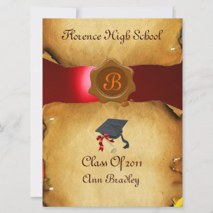 ABSCHLUSS FOTO TEMPLATE PARCHATE Red Wax Siegel Einladung