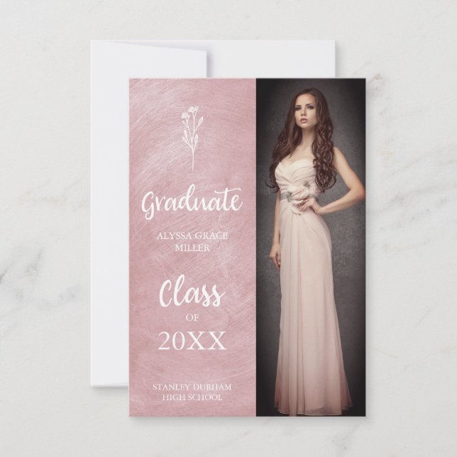 Abschluss Foto Trendy Blush Pink Metal Effect (Vorderseite)