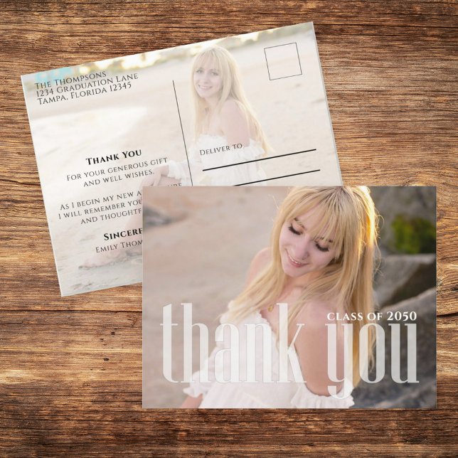 Abschluss Foto Vielen Dank Card Custom Postkarte (Von Creator hochgeladen)