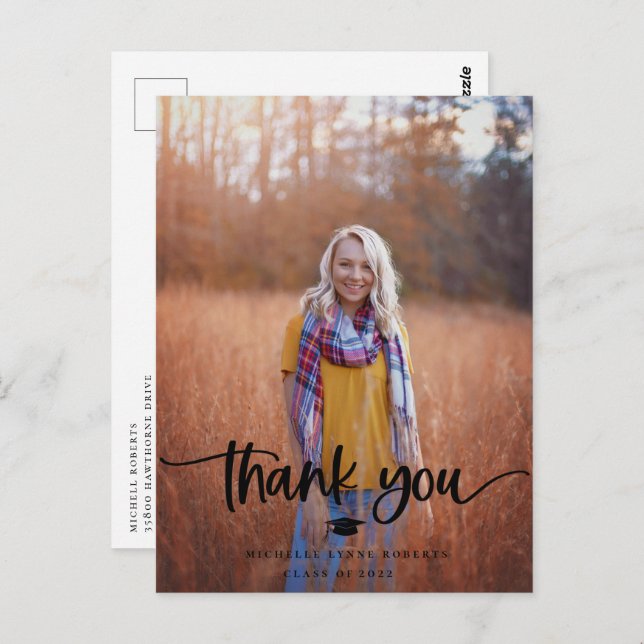 Abschluss Foto Vielen Dank Postkarte (Vorne/Hinten)