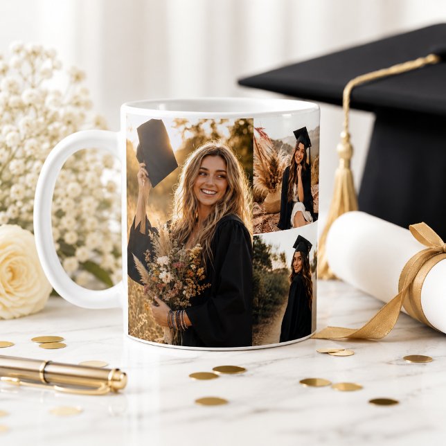 Abschluss-Fotocollage Kappe und Robe Kaffeetasse (Von Creator hochgeladen)