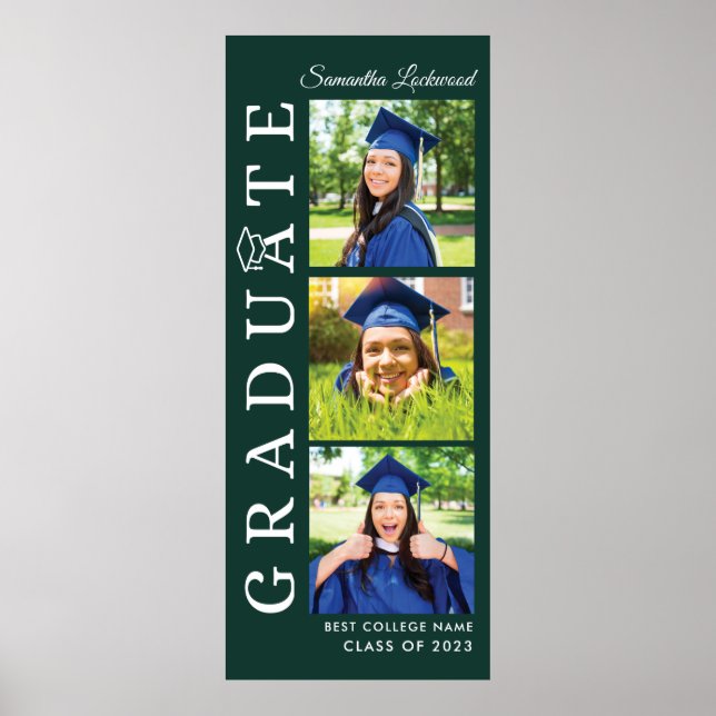 Abschluss Fotos Green und White Grad 2025 Poster (Vorne)
