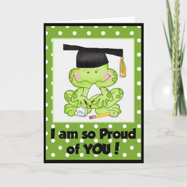 Abschluss Frog Ich bin stolz auf deine Grußkarte Karte (Vorderseite)