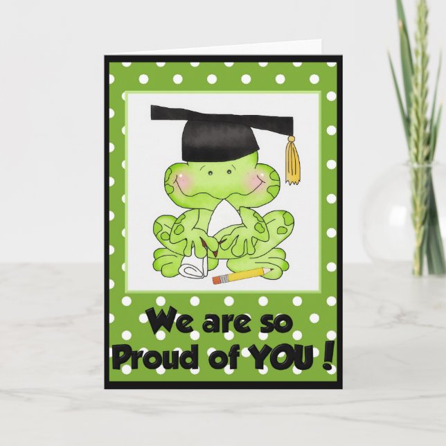 Abschluss Frog Wir sind stolz auf Sie Grußkarte Karte (Vorderseite)