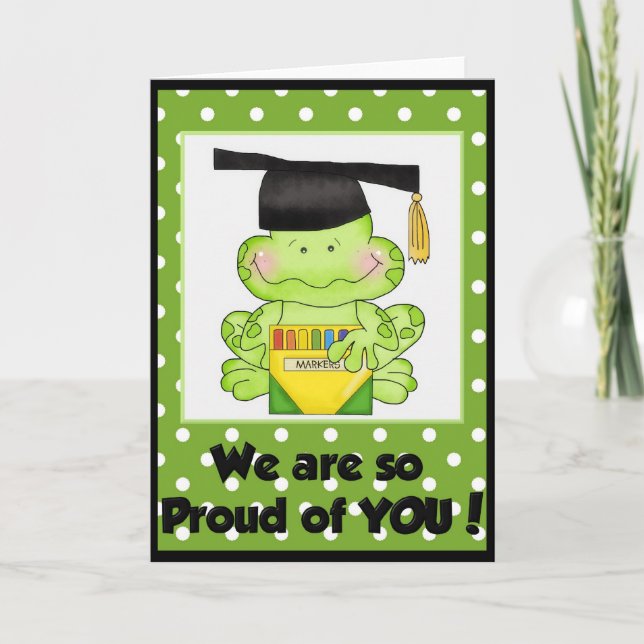 Abschluss Frog Wir sind stolz, Sie Grußkarte 2 Karte (Vorderseite)