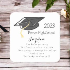 Abschluss Fun Fakten Grad Cap Custom Rechteckiger Pappuntersetzer