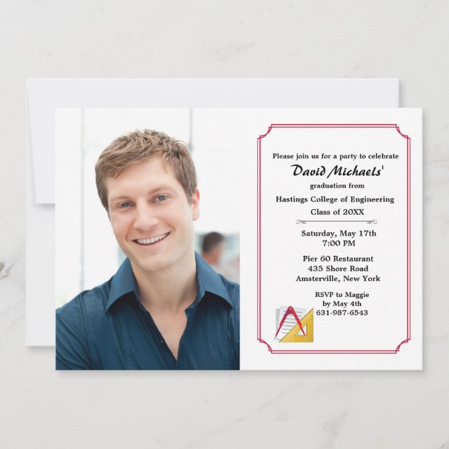 Abschluss für Architektur und Engineering-Foto läd Einladung (Vorderseite)