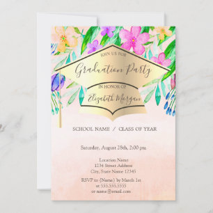 Abschluss für Blumen der Goldklasse Einladung