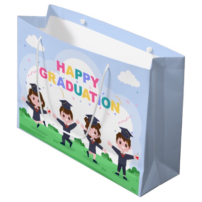 Abschluss für coole Schulkinder Große Geschenktüte (Vorderseite Schrägansicht)