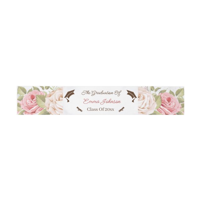 Abschluss für Elegante Rose Blume Einladungsbanderole (Flach)
