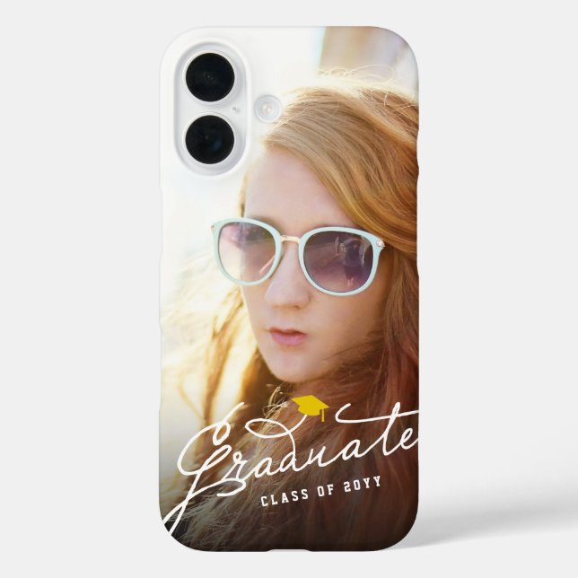 Abschluss für Foto-Skripte mit weißer Handschrift iPhone 16 Hülle (Rückseite)