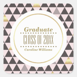 Abschluss für geometrisches Muster in Rosa Quadratischer Aufkleber