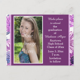 Abschluss für lila florales Foto Save the Date Kar Ankündigungspostkarte