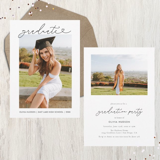 Abschluss für moderne Herztypografie Einladung (Von Creator hochgeladen)